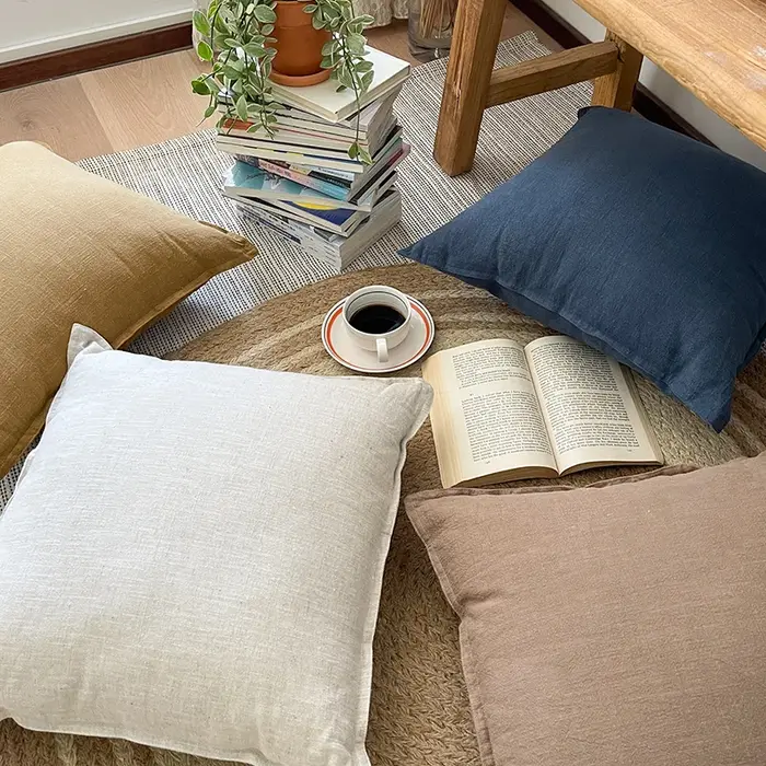 Housse de coussin de canapé en coton et lin épais
