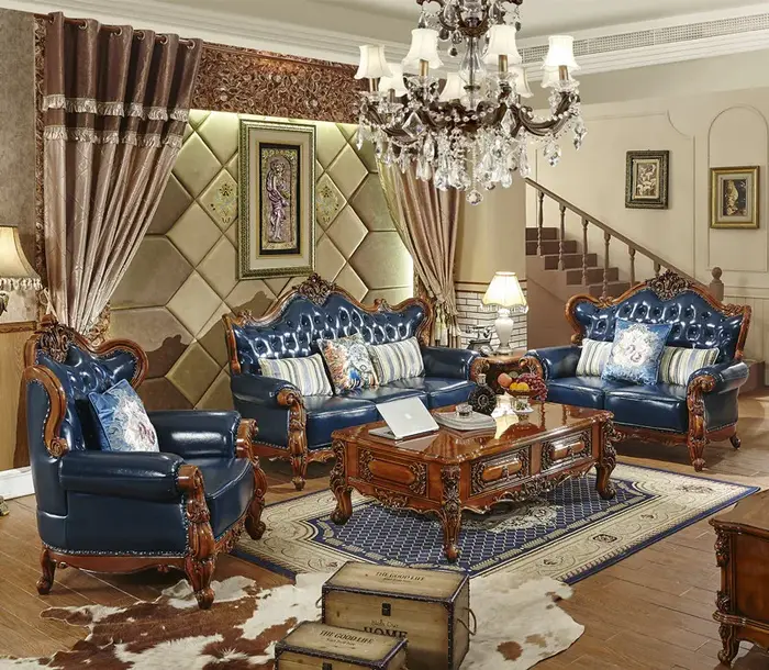 Grand salon de luxe canapé appartement accoudoir relaxant canapés design coin confortable Muebles Pa