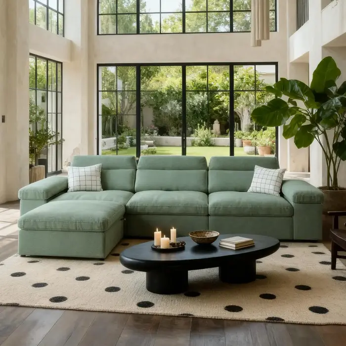 Canapé modulaire en forme de L de 114,2 pouces, grand canapé sectionnel avec ottoman de rangement et