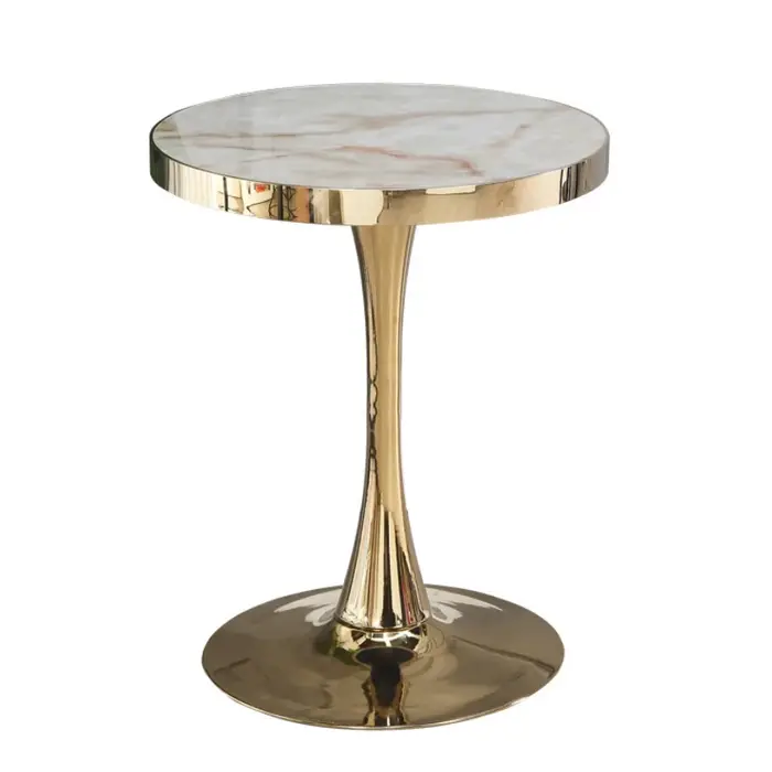 Table d'appoint moderne avec plateau en marbre, design tendance, table basse blanche, table à cadre 