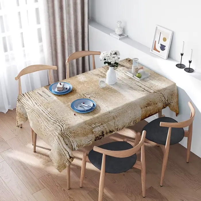 Table à manger moderne avec chaises assorties, ensemble pour 4 personnes, couverture en tissu blanc 