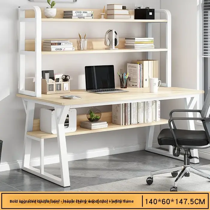 Bureau d'ordinateur stable avec étagère intégrée