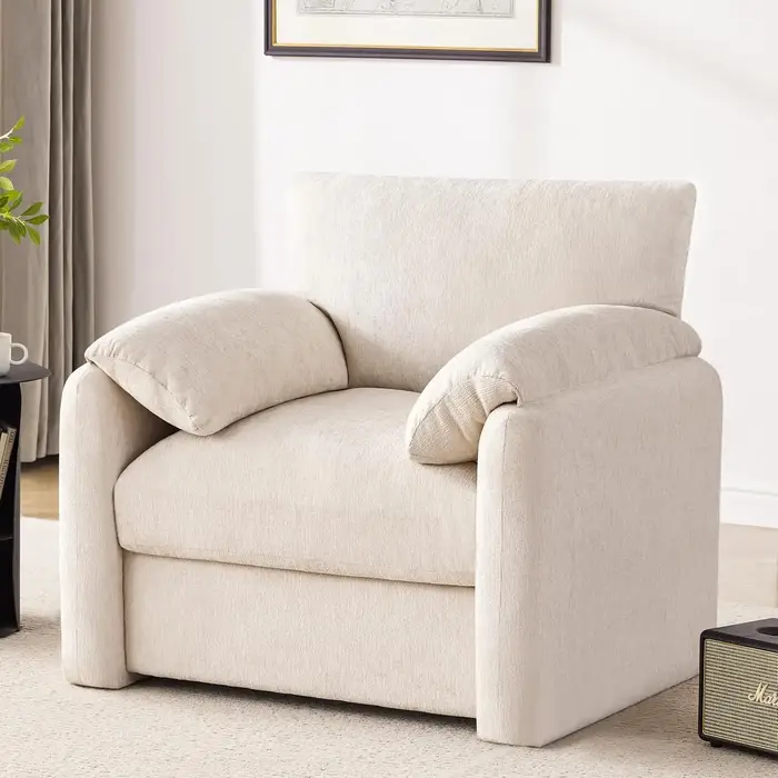 Fauteuil surdimensionné en chenille, 38,6 pouces de large, fauteuils d'appoint pour salon et chambre