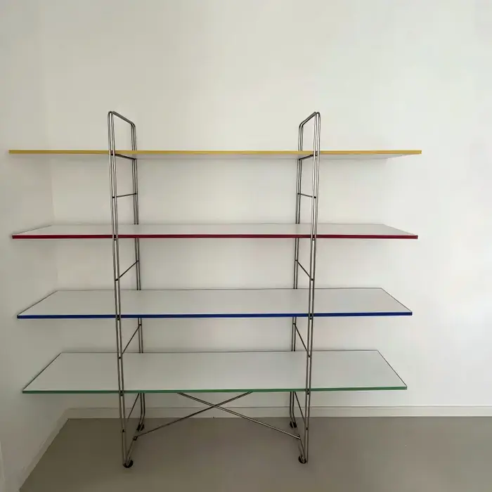 Étagère à livres en acier inoxydable massif, étagère de rangement multi-niveaux, design industriel e