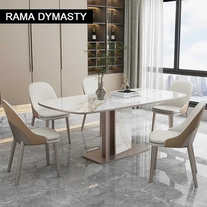 Sièges de table à manger rectangulaires modernes en pierre frittée série Luxotic pour 6 à 8 personnes