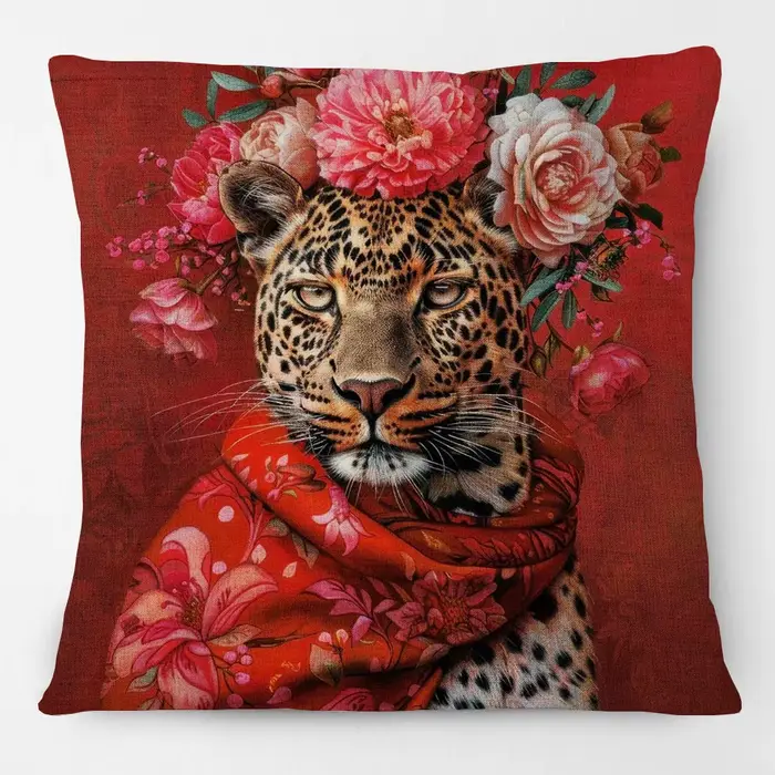 Housse de coussin avec peinture de portrait d'animaux européens