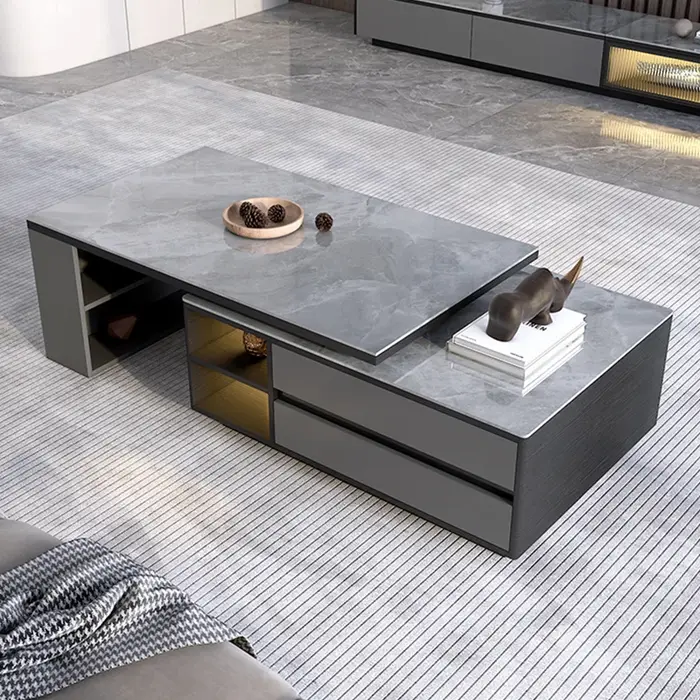 Table basse moderne et tendance avec tiroirs, table basse rectangulaire unique et esthétique, table 
