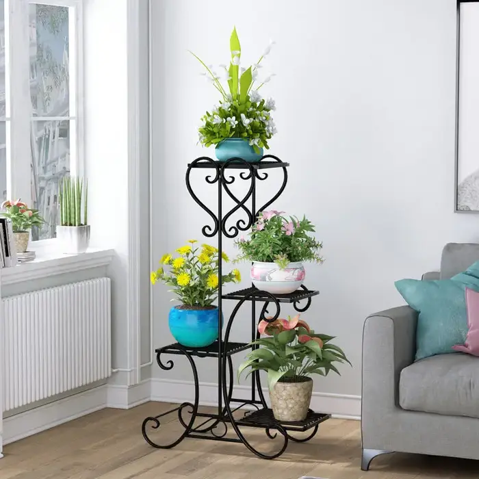 Étagère en métal pour plantes, présentoir à fleurs, jardinière de jardin, support avec étagères à 4 