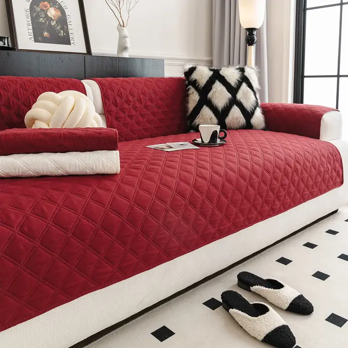 Housse de canapé en tissu brossé rouge pour le Nouvel An chinois