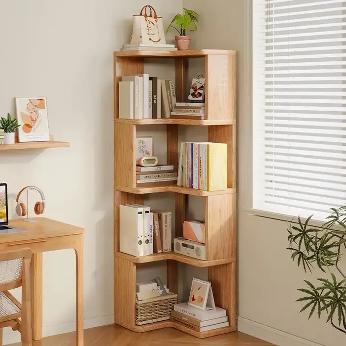 Bibliothèque d'angle en bois massif