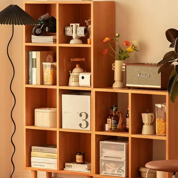 Bibliothèque en bois massif, Design moderne, combinaison haute et basse, mobilier d'appartement, sal