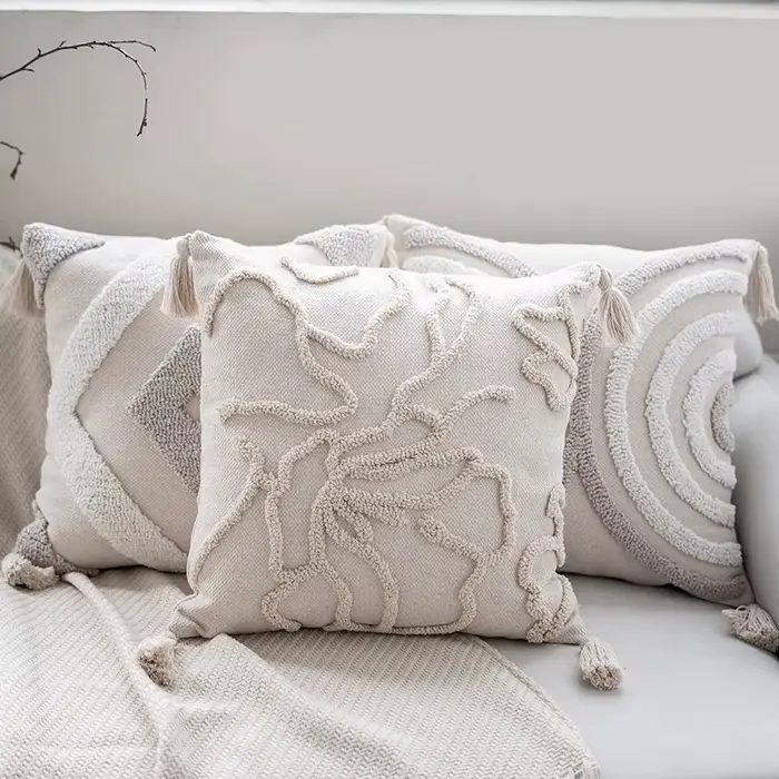 Housse de coussin capitonnée style bohémien