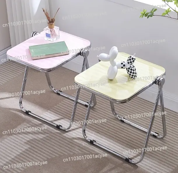 Table d'appoint pliante en acrylique - Table basse transparente pour salon, coin canapé et balcon