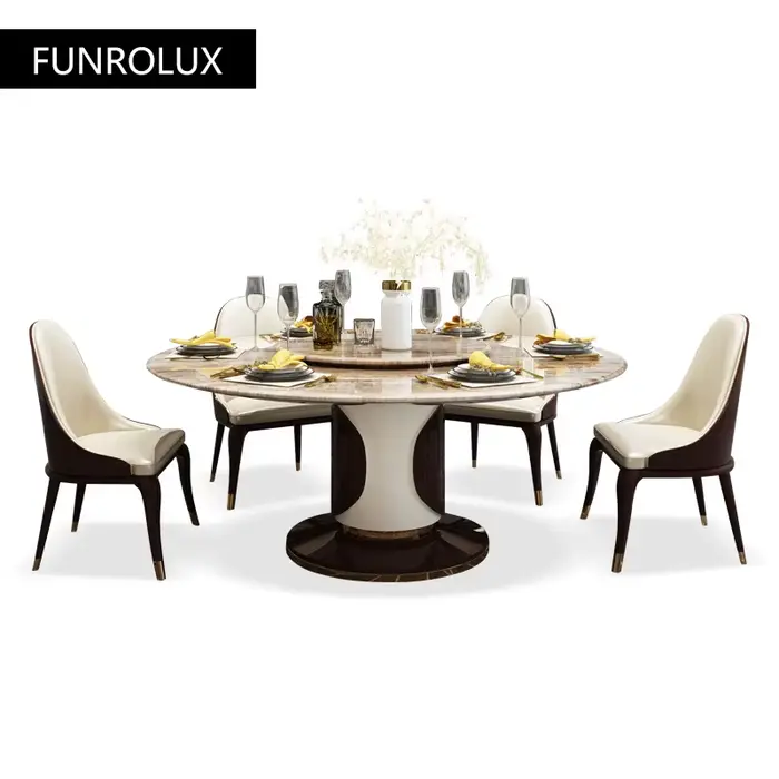 Table à manger en marbre de style moderne, table ronde, tables à manger