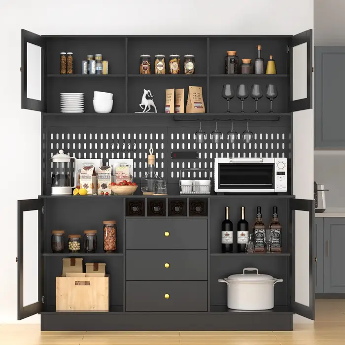 Armoire de rangement autoportante avec panneau perforé, armoire de garde-manger, armoire de rangemen