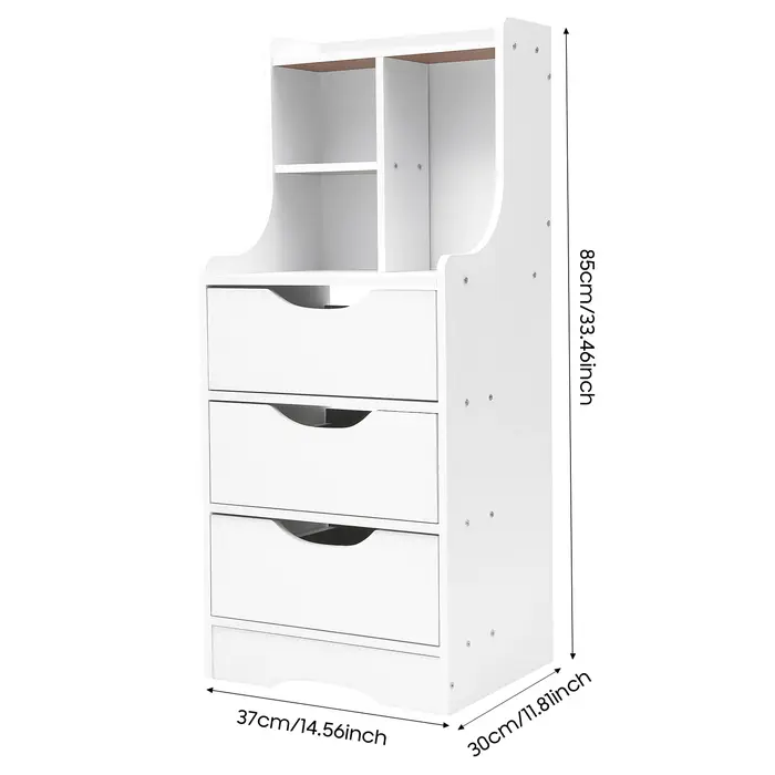 Tables de chevet, table de chevet avec tiroirs, armoire de chevet blanche à 3 tiroirs 37x30x85cm pou