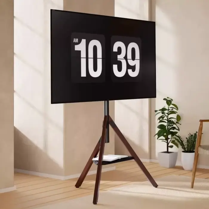 Support de télévision sur pied mobile en bois massif