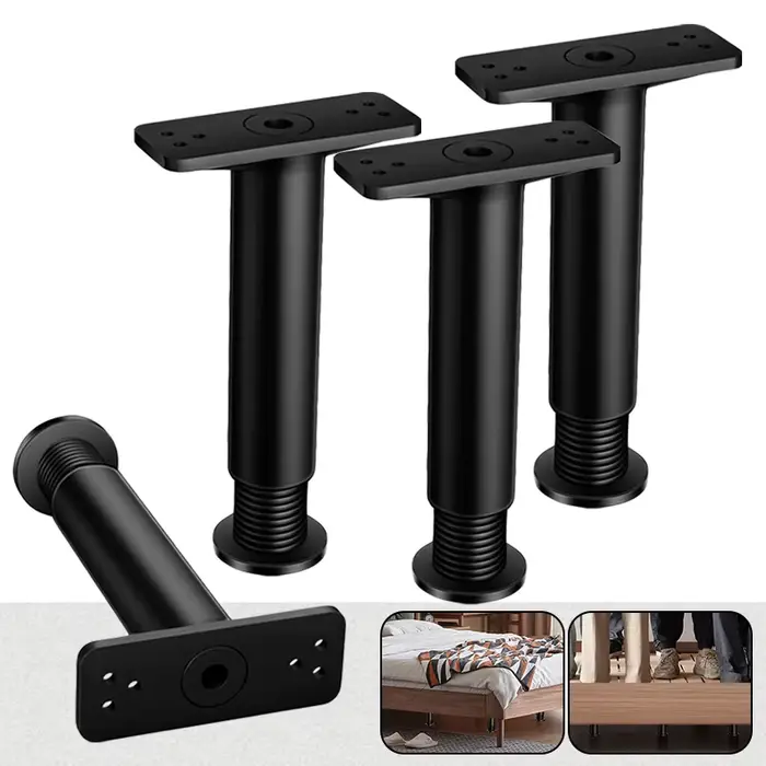 Pied de support Rap-Duty réglable télescopique pour cadres de lit et meubles, acier plastique robust