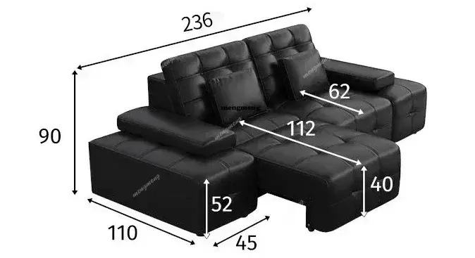 Canapé-lit convertible de luxe Lawrence en cuir véritable pour salon, multifonctionnel, électrique, 