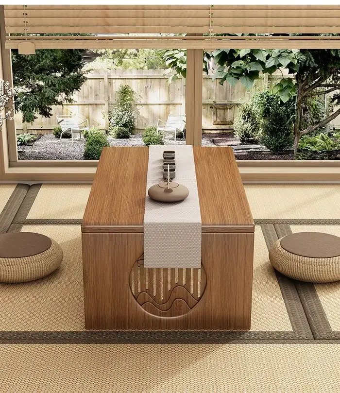 Table basse pliable en bambou pur de Style japonais