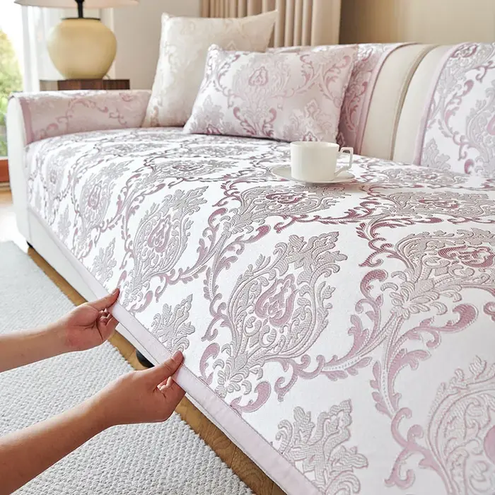 Housse de canapé jacquard exquise antidérapante, protection de meubles anti-rayures de style europée