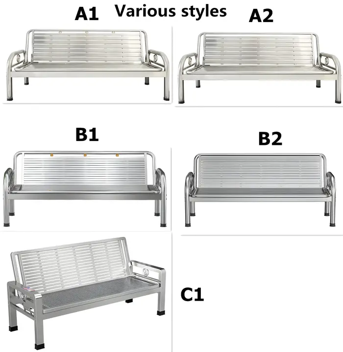 Banc de canapé pliable à trois rangées en acier inoxydable, chaise Simple, zone d'assise pour adulte