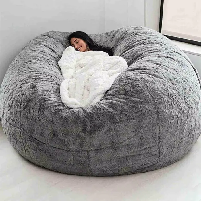 Pas de farci pouf gris chaise sacs de haricots géants Pouf canapé-lit bouffée Futon siège de chambre