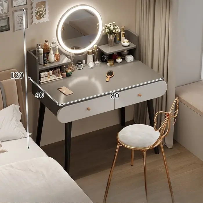 Commode multifonctionnelle, commode intégrée pour chambre, multi-pompes avec miroir de maquillage, t