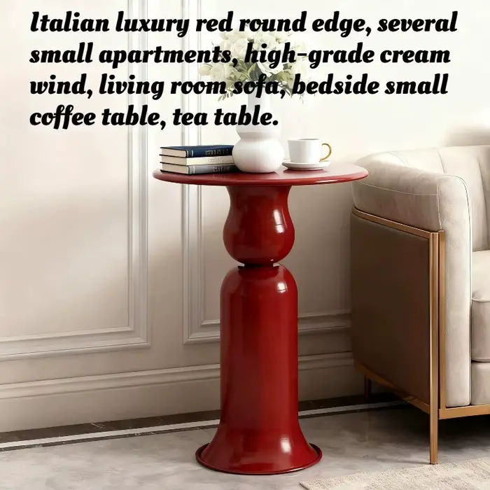 Table d'appoint ronde rouge de luxe italienne pour salon