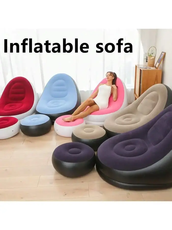 Nouveau canapé gonflable en peluche pour les paresseux canapé-lit pliable en plein air chaise allongée pratique avec pieds banc chaud