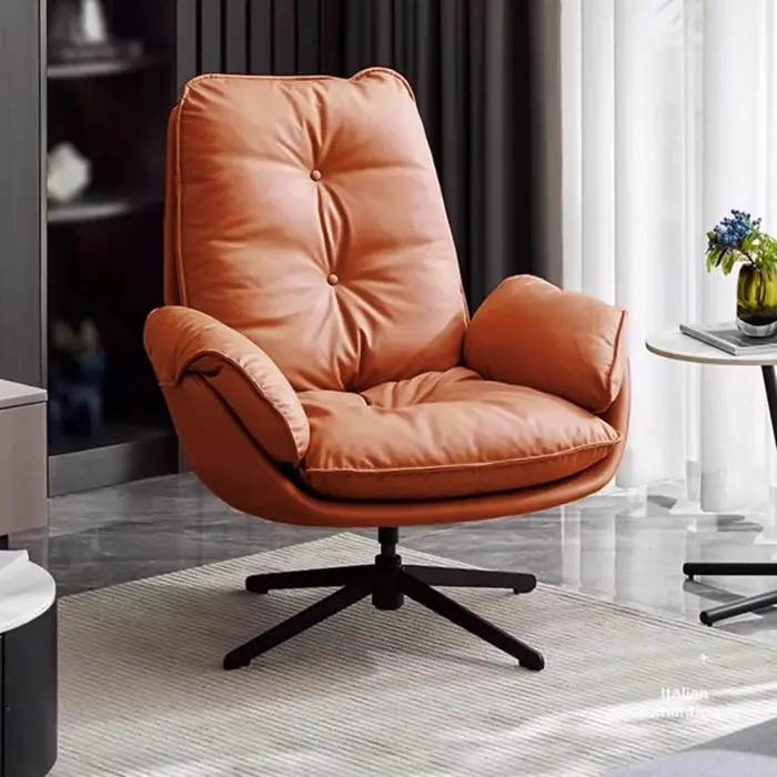 Fauteuil pivotant élégant en cuir gris