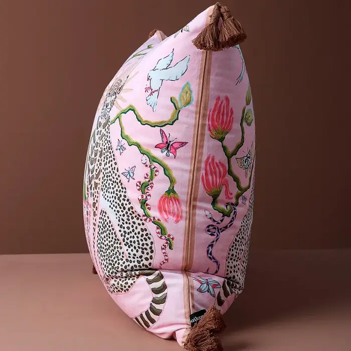 Juste de coussin rétro de luxe avec imprimé léopard