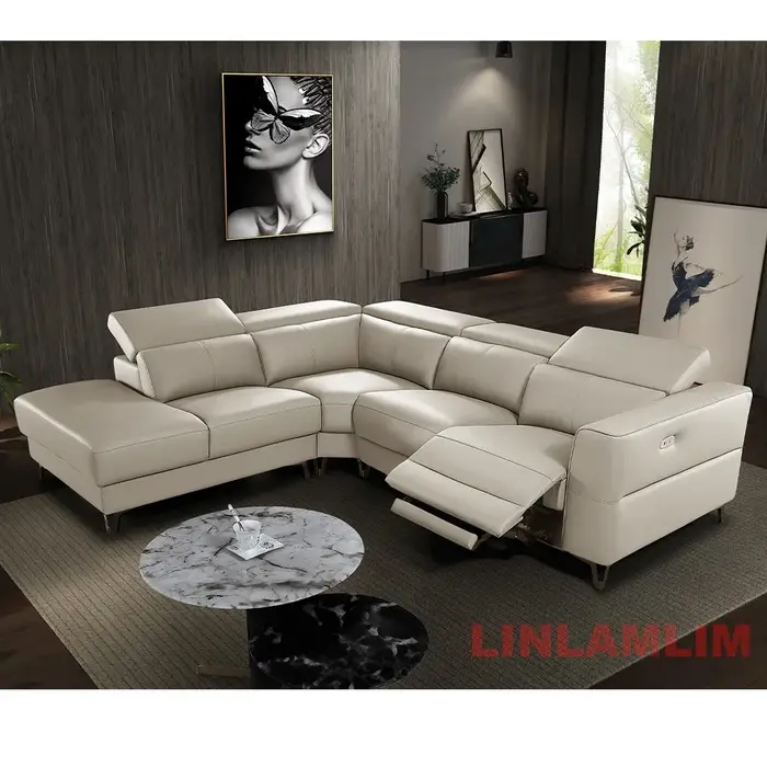 Linlamlim Canapé sectionnel inclinable électrique moderne en forme de L – Ensemble de canapés de sal