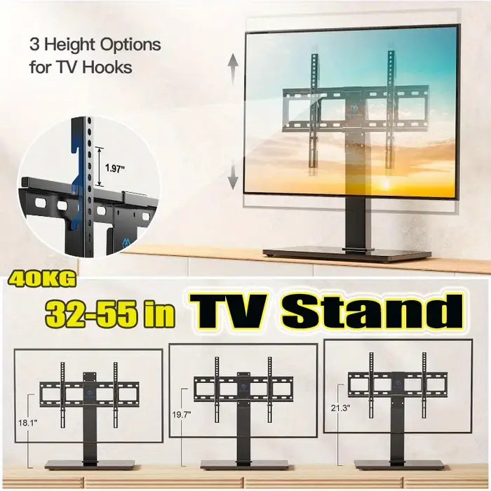 Meuble TV pivotant universel réglable en hauteur pour 32 ''-55'' LCD/LED support TV en fer pour téléviseurs VESA:600x400mm max 40KG