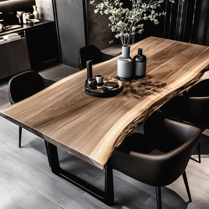 Ensemble de table à manger en bois pour restaurant d'hôtel, table à manger en bois massif de 8 place