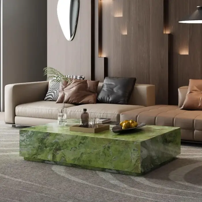 Table basse en marbre, plateau en pierre luxueuse