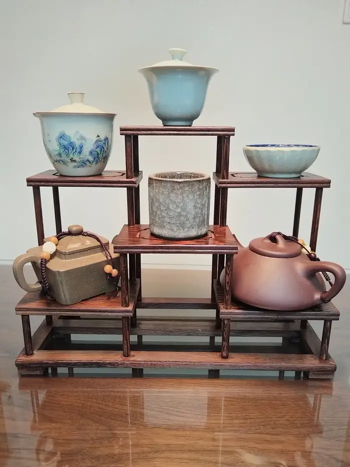 Petite étagère de bureau antique Duobaoge en bois de wengé massif