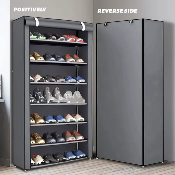 Armoire à chaussures multicouche à 6-10 niveaux avec porte volet roulante anti-poussière