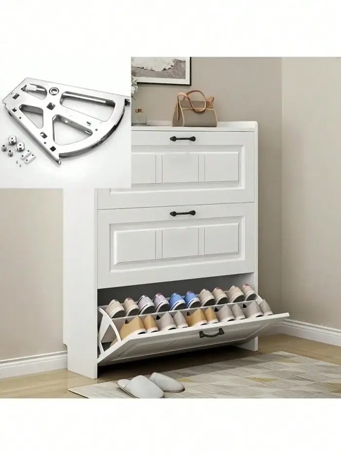 Charnières d'armoire à chaussures rotatives à double couche : acier inoxydable, installation facile,