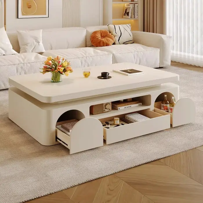 Table basse rectangulaire blanche de style nordique