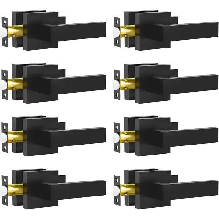 Paquet de 8 poignées de porte intérieures noires mates pour couloir et placard, porte intérieure car