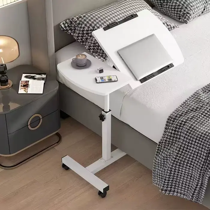 Bureau de chevet, bureau pour ordinateur portable avec tiroirs, 360 °   Planche rotative, doubles ba
