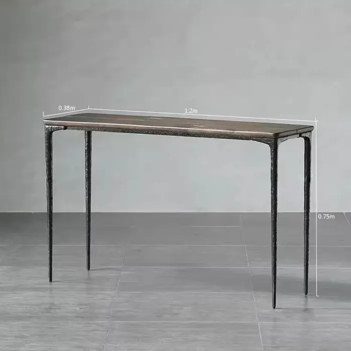 Table de Console esthétique italienne, pieds en métal, classique, neutre, éclectique, minimaliste, M