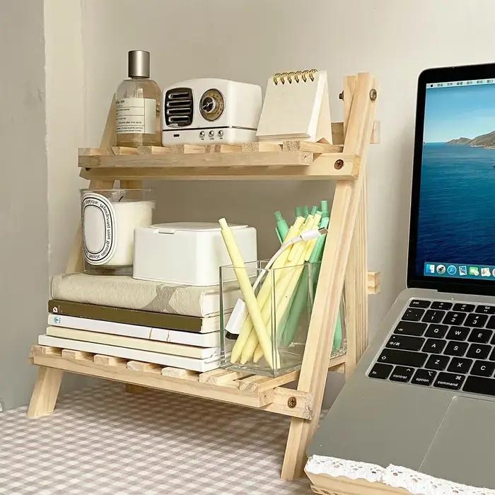 Support de rangement de bureau en bois