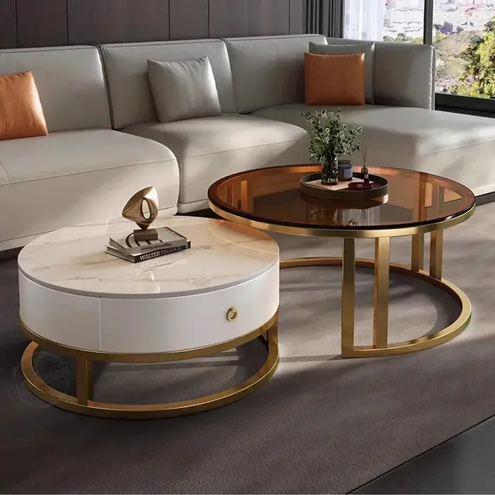 Tables basses rondes uniques imperméables modernes simples Tables basses en métal organisateur esthé