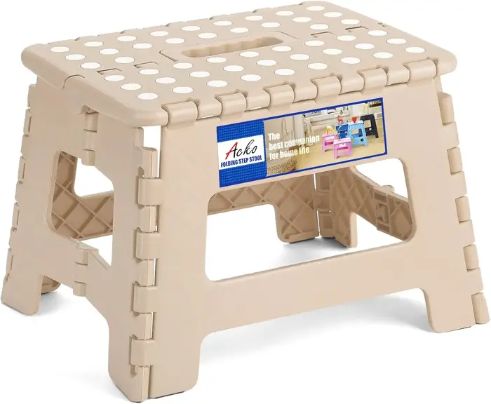 Tabouret pliant de 9 pouces, capacité de 300 lb, tabouret en plastique pour enfants et adultes, poig
