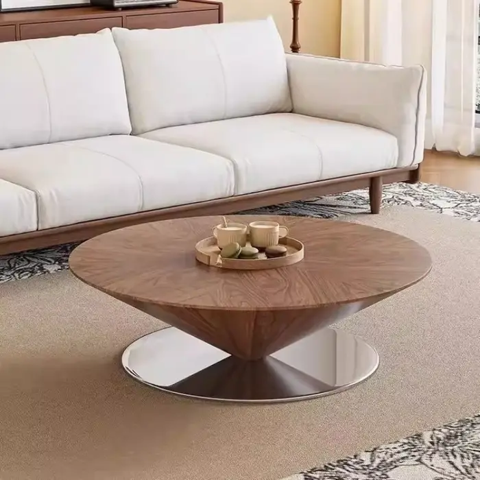 Table basse ronde en bois pour salon