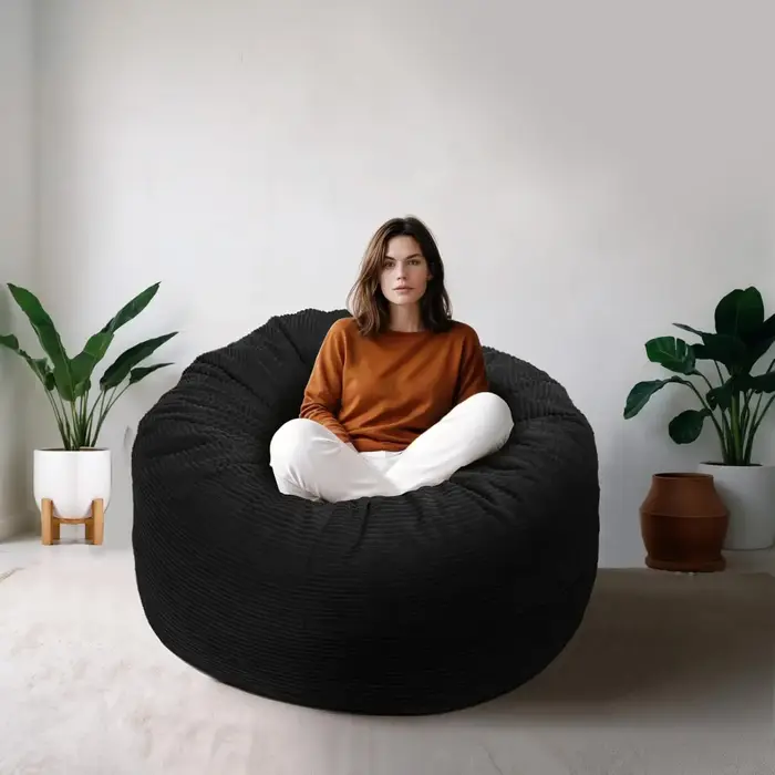 Canapé pouf en mousse à mémoire de forme de 3 pieds avec housse amovible pour le jeu, la lecture et 