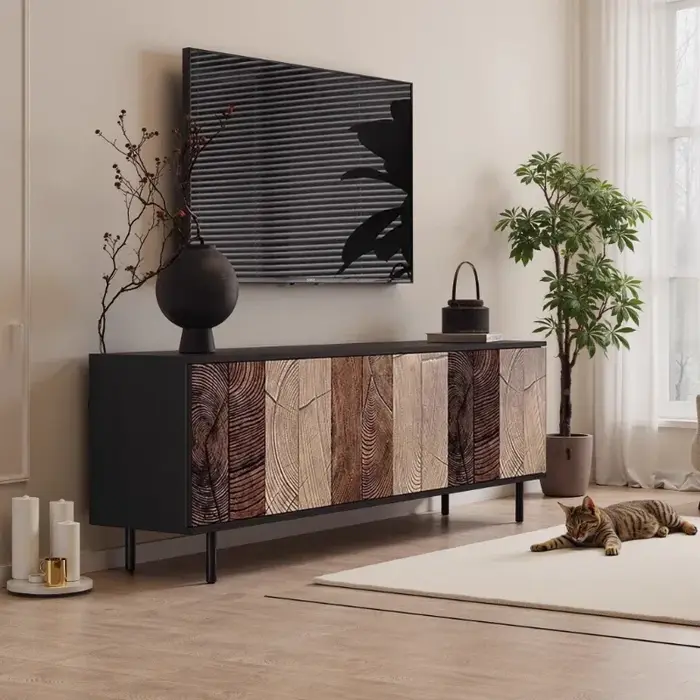 Meubles TV de salon avec pieds en bois