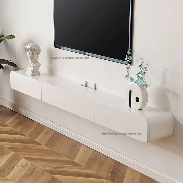 Meuble TV suspendu en bois massif italien, style moderne et épuré, pour salon, meuble de maison FYFS